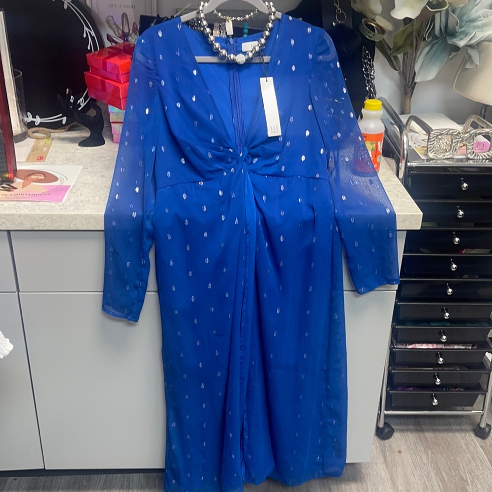 NWT NSR BLUE AND METALLIC DRESS